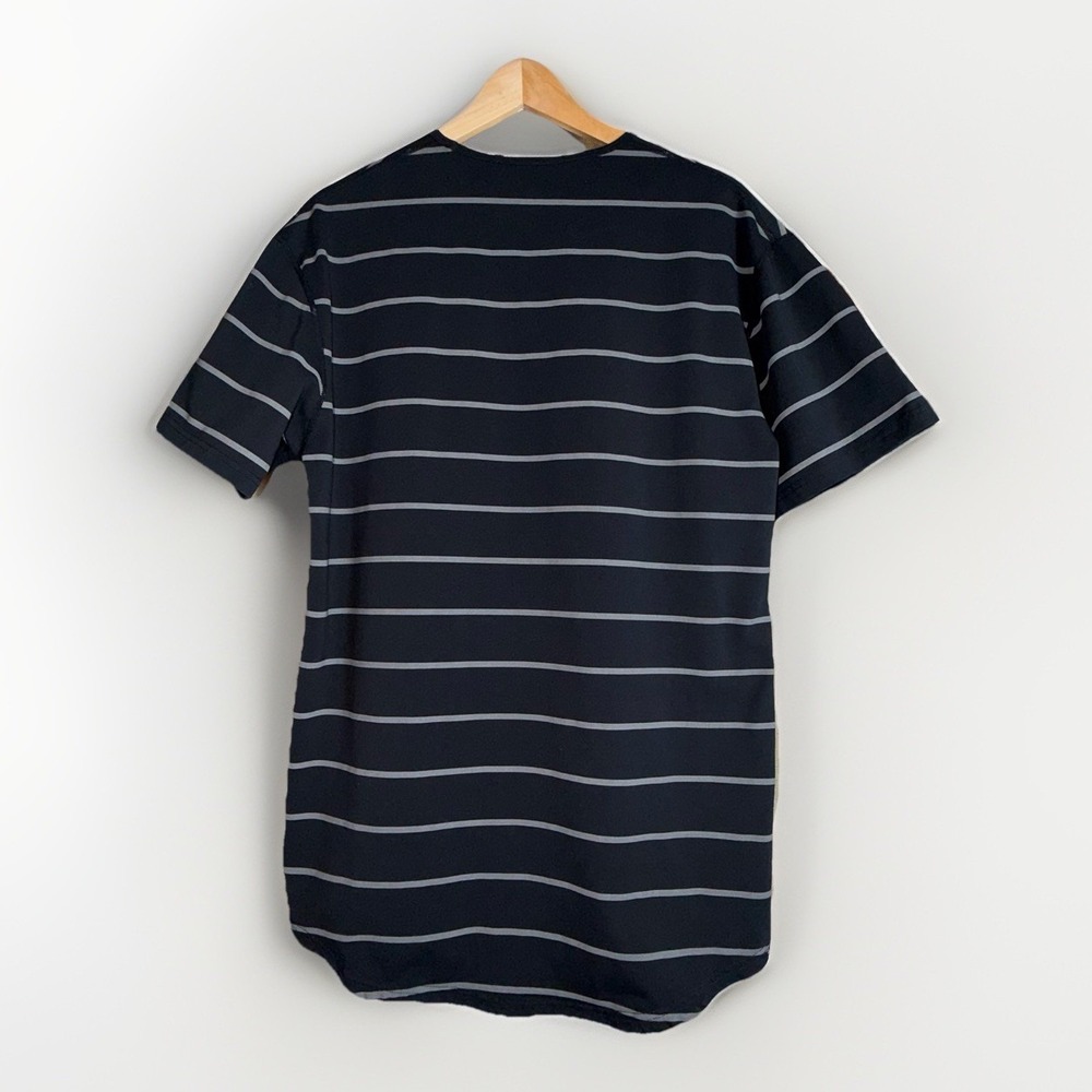 Bylt Drop Cut S/S Lux Men's Size L Black Gray Striped Short Sleeve Shirt - Picture 4 of 6